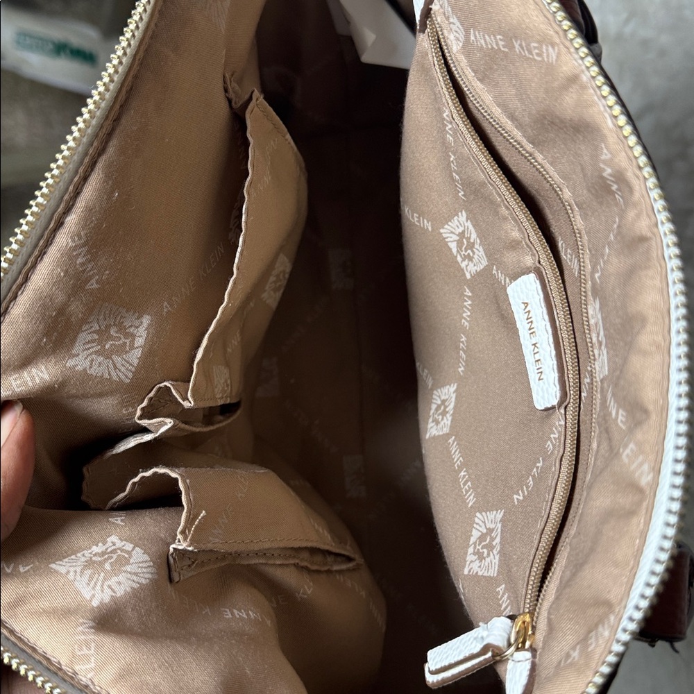 Anne Klein White and Brown Satchel - Picture 4 of 7